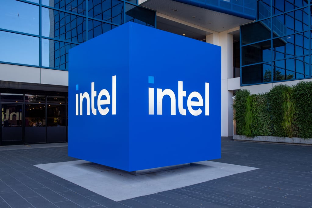 The Intel logo outside its headquarters in Santa Clara, California. Photo: dpa The Intel logo outside its headquarters in Santa Clara, California. Photo: dpa