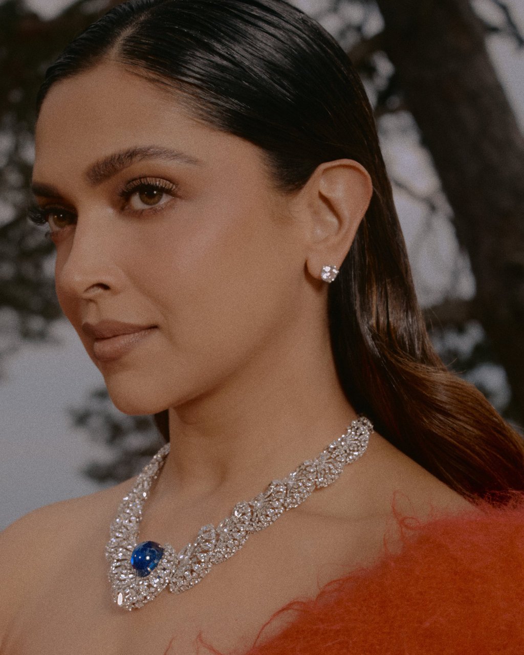 Deepika Padukone models the Pavocelle necklace. Photo: Handout