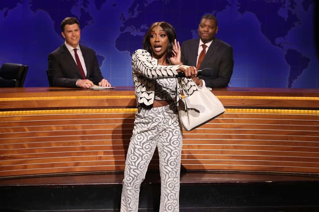 Ego Nwodim during her Miss Eggy sketch, which landed her in hot water. Photo: @eggyboom/Instagram