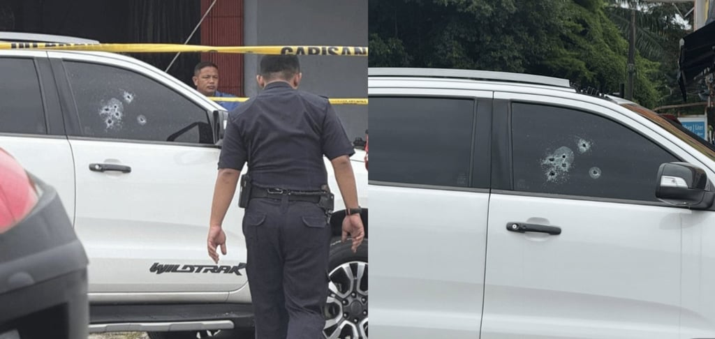 Police officers at the scene of the shooting in Klang on June 20. Photos: Facebook/Meru Klang Resident Official Police officers at the scene of the shooting in Klang on June 20. Photos: Facebook/Meru Klang Resident Official