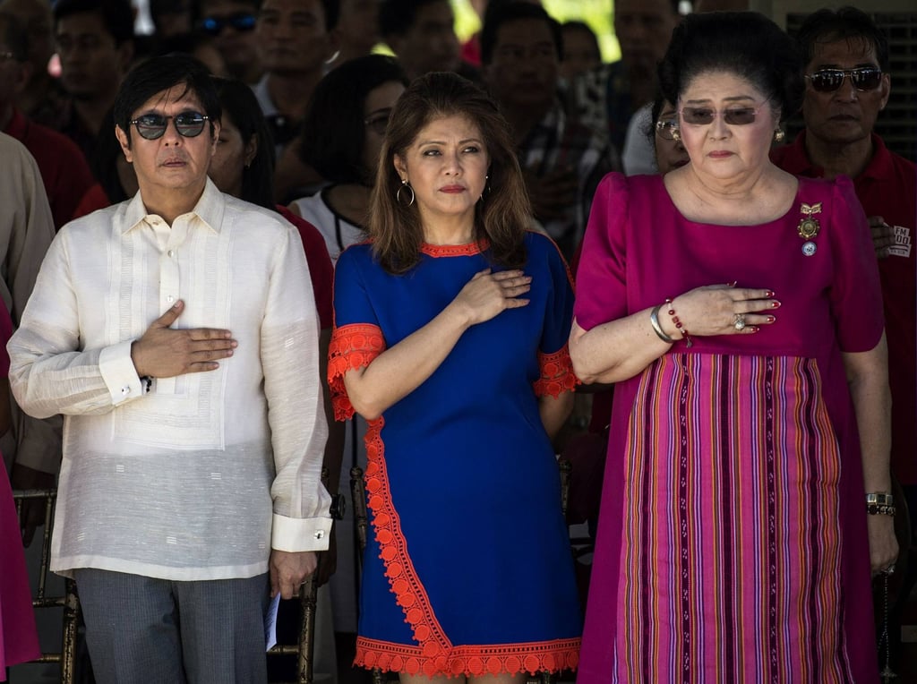 (From left) Philippine President Marcos, his sister Imee, who is a senator, and their mother, former first lady Imelda Marcos in 2017. Photo: AFP (From left) Philippine President Marcos, his sister Imee, who is a senator, and their mother, former first lady Imelda Marcos in 2017. Photo: AFP