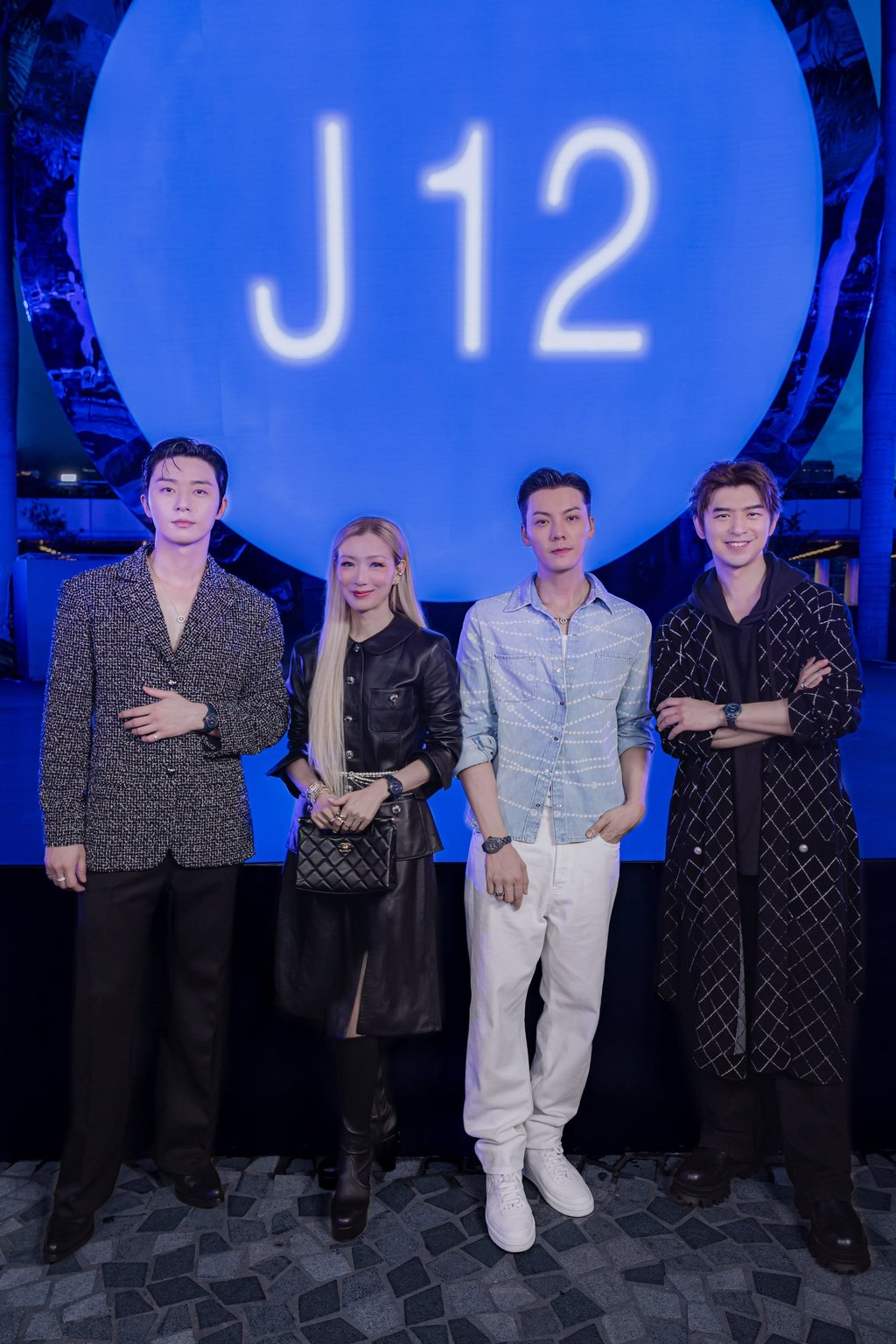Celebrities and Chanel ambassadors Park Seo-joon, Sammi Cheng, William Chan and Bolin Chen at the launch of the J12 Bleu in Tsim Sha Tsui, Hong Kong. Photo: Handout