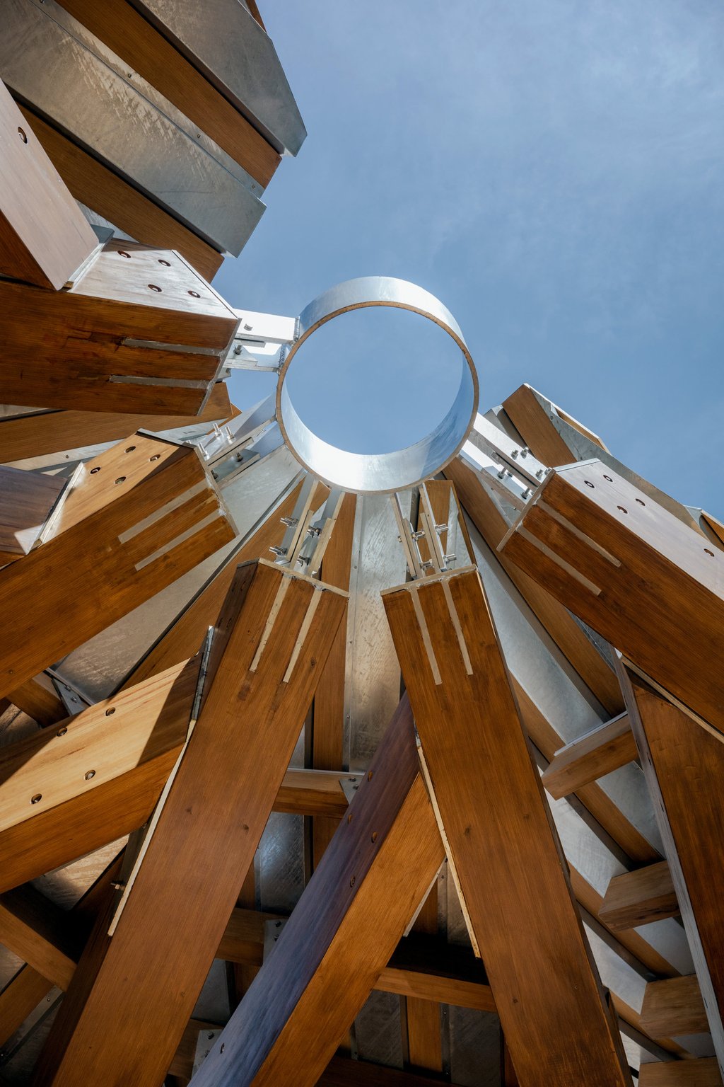The pavilion, designed by Su Chang Design Research Office, is made of galvanised steel and bamboo, the latter referencing the many old workshops still operating around Tai Kok Tsui, Hong Kong. Photo: Eugene Chan