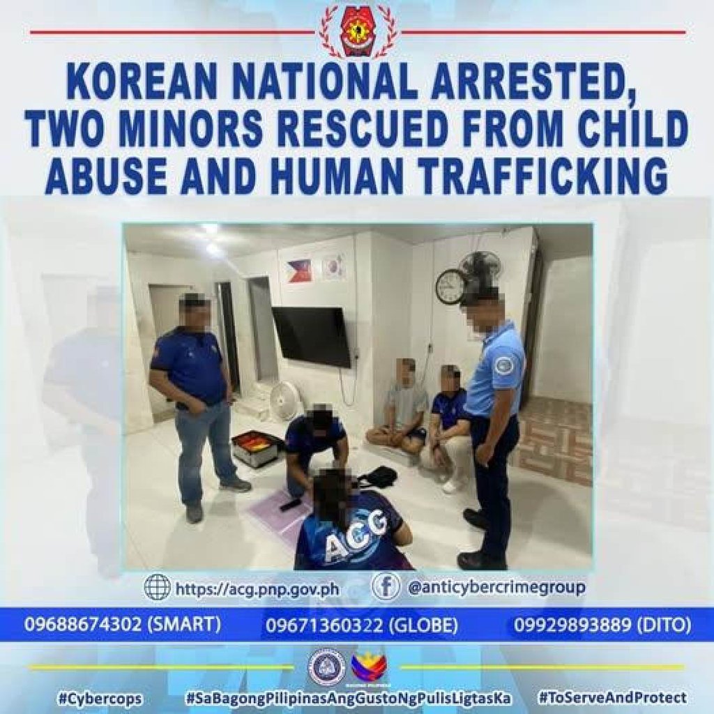 A South Korean man has been arrested for various child exploitation crimes. Photo: Philippines Anti-Cybercrime Group