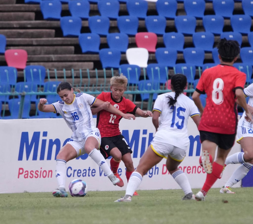 Hong Kong (in red), ranked 80, lost to the 41st-ranked Philippines by a goal to nil. Photo: HKFA Hong Kong (in red), ranked 80, lost to the 41st-ranked Philippines by a goal to nil. Photo: HKFA