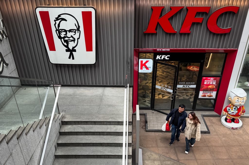 A couple walks out of a KFC restaurant in Chongqing in February 2025. Photo: Getty Images A couple walks out of a KFC restaurant in Chongqing in February 2025. Photo: Getty Images