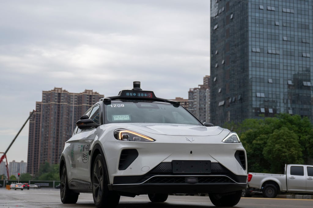 An autonomous-driving car performs a road test in Wuhan, central China’s Hubei Province. Photo: Xinhua An autonomous-driving car performs a road test in Wuhan, central China’s Hubei Province. Photo: Xinhua