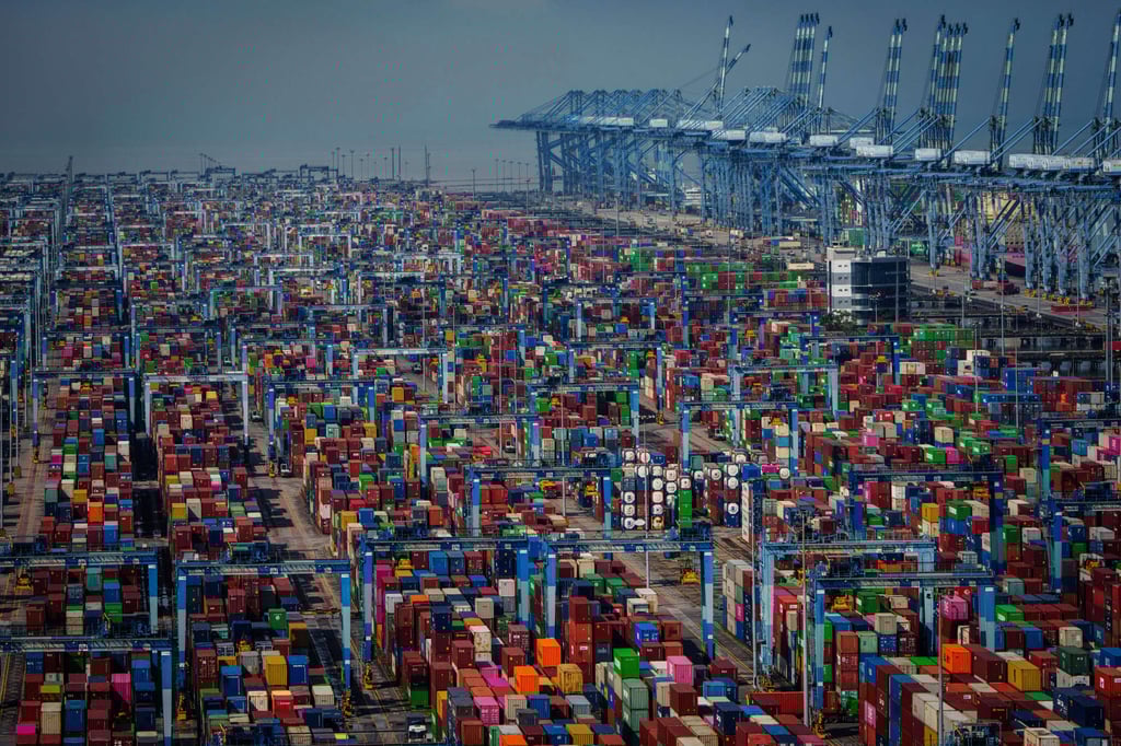 Shipping containers are seen stacked at Port Klang, Malaysia’s biggest and busiest port. Photo: AP