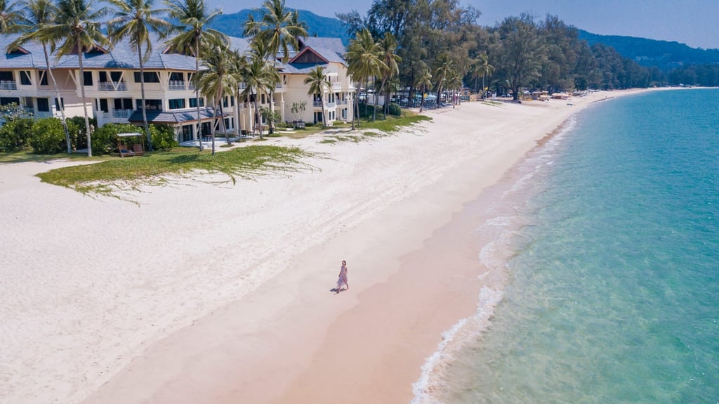 An aerial view of the beach and buildings at Saii Laguna Phuket. Photo: Handout An aerial view of the beach and buildings at Saii Laguna Phuket. Photo: Handout