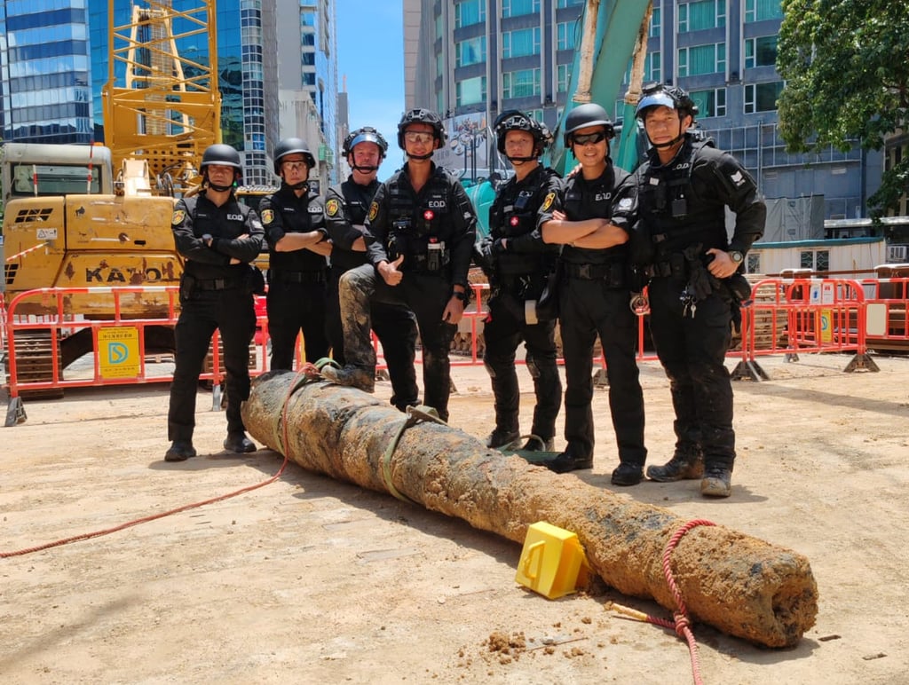 The suspected bomb was discovered at a construction site at 12.10pm. Photo: Handout The suspected bomb was discovered at a construction site at 12.10pm. Photo: Handout