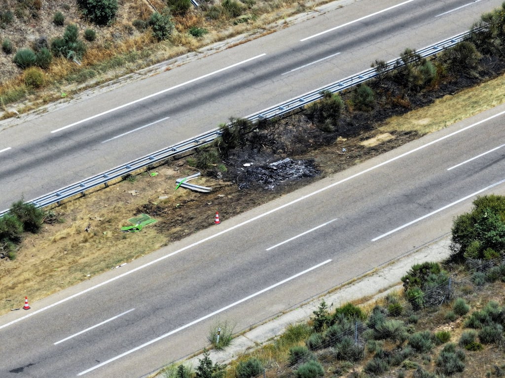 A drone view shows the site of the accident where Diogo Jota and his brother, Andre Silva, died. Photo: Reuters