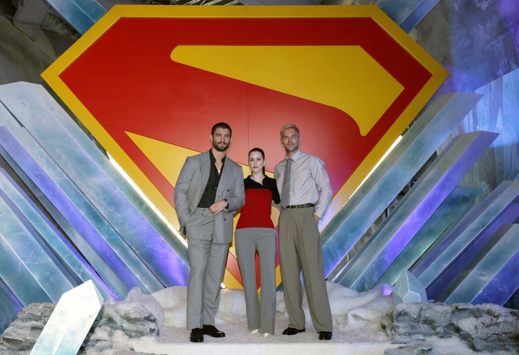 Superman cast members David Corenswet, Rachel Brosnahan and Nicholas Hoult pose at a photocall for their film on June 28. Photo: Mario Anzuoni