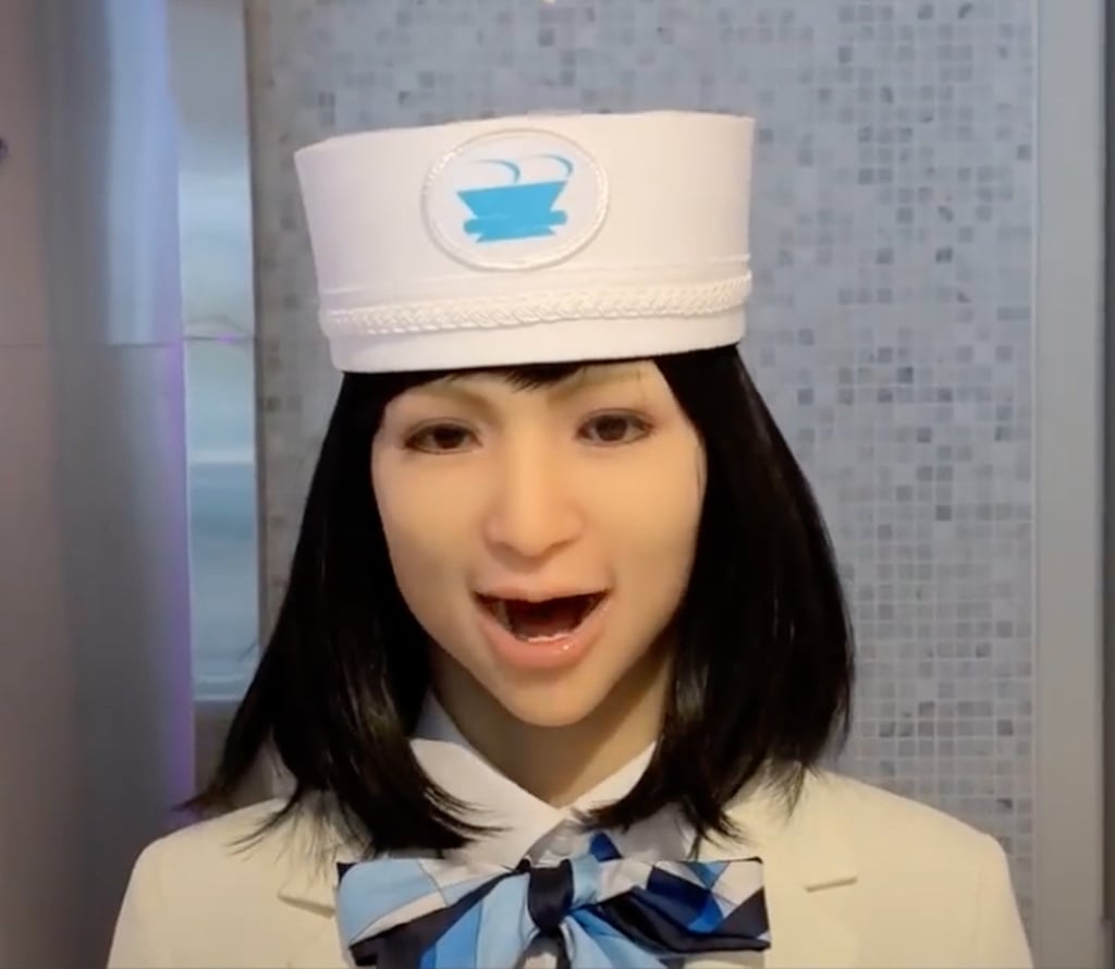 One of the robots that greets visitors arriving at the hotel’s reception desk. Photo: group.hennnahotel One of the robots that greets visitors arriving at the hotel’s reception desk. Photo: group.hennnahotel