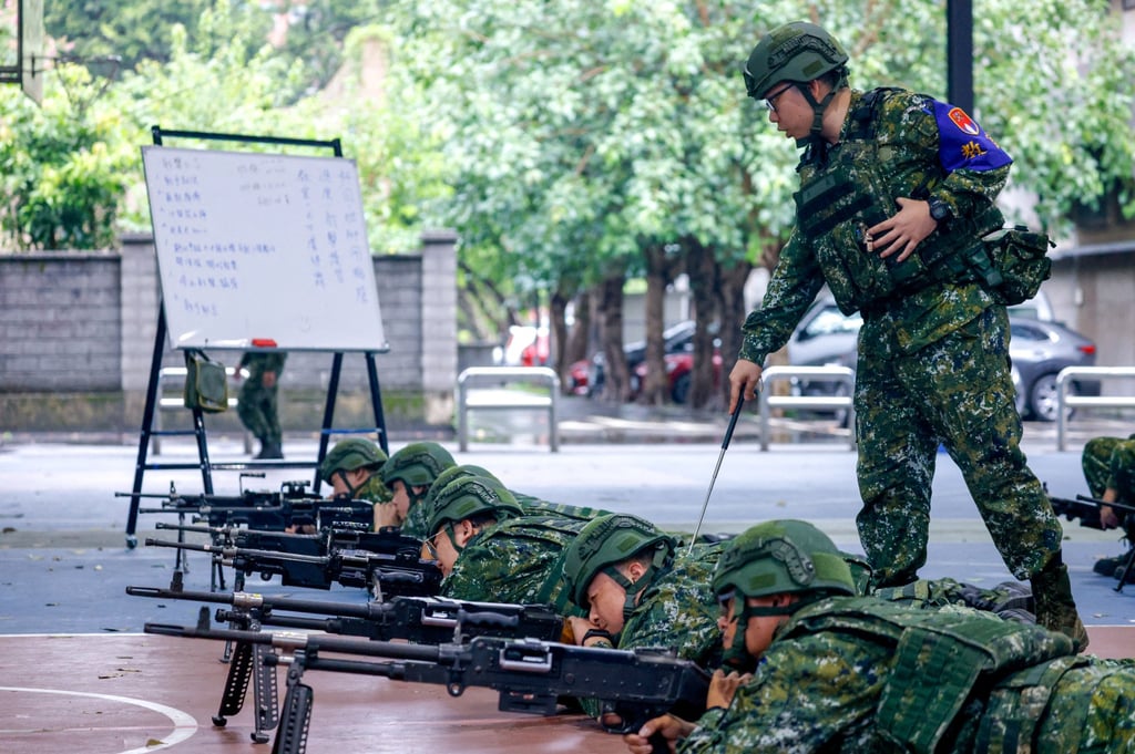 Reservists receive training during the Han Kuang military exercises in Taoyuan, Taiwan, on Wednesday. This year’s drills will feature full-scale urban combat. Photo: Reuters Reservists receive training during the Han Kuang military exercises in Taoyuan, Taiwan, on Wednesday. This year’s drills will feature full-scale urban combat. Photo: Reuters