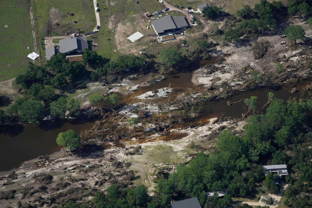 Damage next to the Guadalupe River after a flash flood swept through the area. Photo: AP