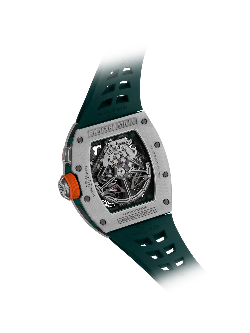 The sapphire crystal caseback displays the Le Mans Classic logo. Photo: Handout