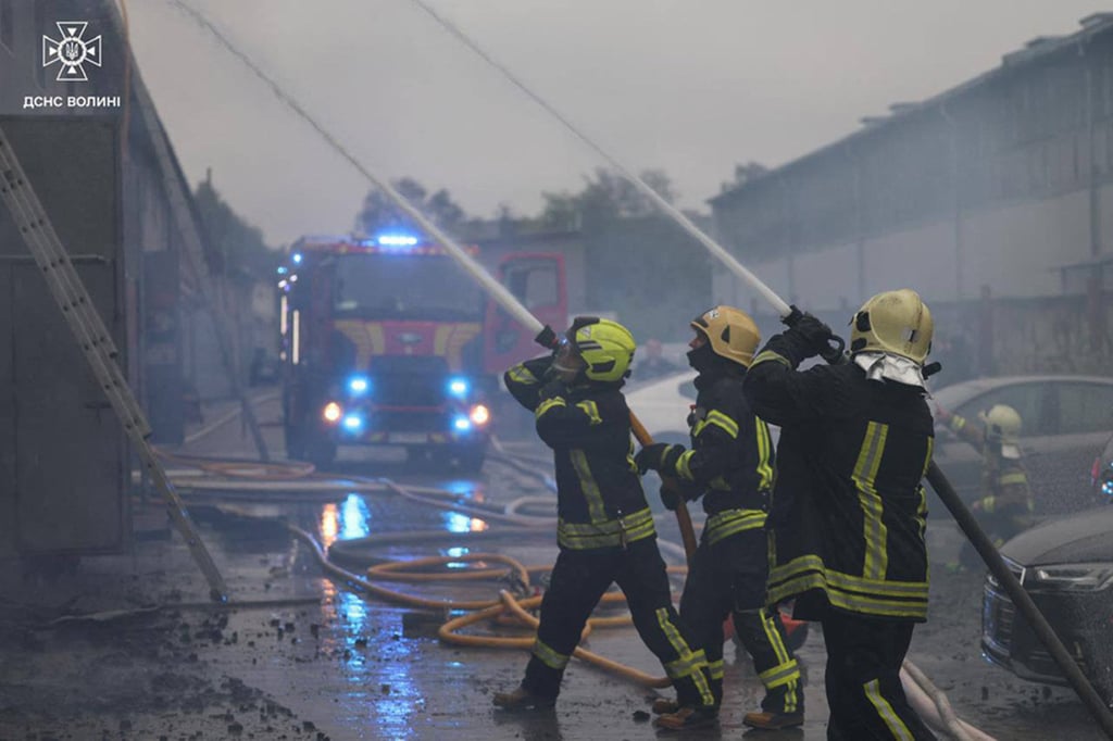 Ukrainian President Volodymyr Zelensky said the city of Lutsk was the hardest hit. Photo: Ukrainian State Emergency Service via AFP