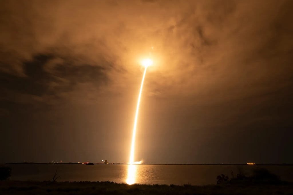 A SpaceX Falcon 9 rocket launches 27 Starlink satellites into orbit from Cape Canaveral Space Force Station on July 2, 2025. Photo: Handout A SpaceX Falcon 9 rocket launches 27 Starlink satellites into orbit from Cape Canaveral Space Force Station on July 2, 2025. Photo: Handout