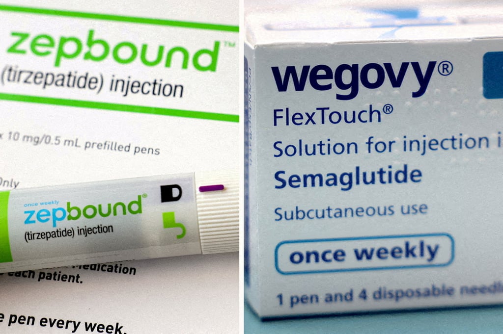 A combination image shows an injection pen of Zepbound, Eli Lilly’s weight loss drug, and boxes of Wegovy, made by Novo Nordisk. Photo: Reuters A combination image shows an injection pen of Zepbound, Eli Lilly’s weight loss drug, and boxes of Wegovy, made by Novo Nordisk. Photo: Reuters