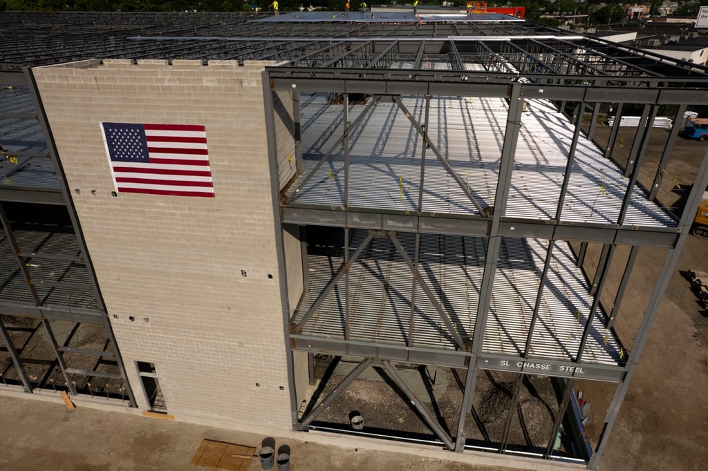 A building site using steel in Medford, Massachusetts. Trump raised tariffs on imported steel to 50 per cent in an effort to boost domestic steel production. Photo: EPA-EFE A building site using steel in Medford, Massachusetts. Trump raised tariffs on imported steel to 50 per cent in an effort to boost domestic steel production. Photo: EPA-EFE