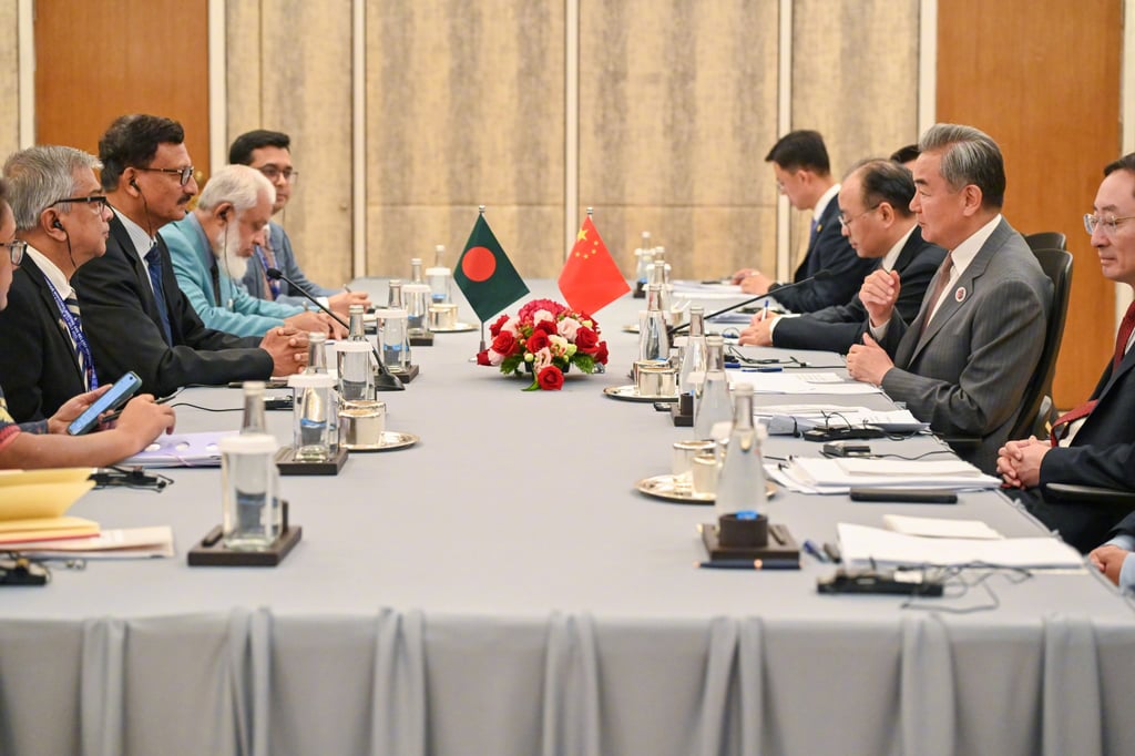 Chinese Foreign Minister Wang Yi slammed US trade practices during a meeting on Thursday with a delegation from Bangladesh. Photo: Handout Chinese Foreign Minister Wang Yi slammed US trade practices during a meeting on Thursday with a delegation from Bangladesh. Photo: Handout