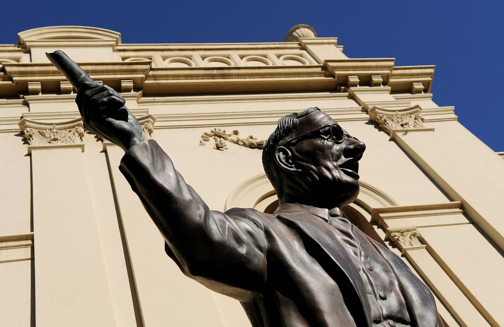 A sculpture of John Curtin, Australia’s wartime prime minister from 1941 to 1945, is seen in Fremantle near Perth, Australia. Photo: AFP