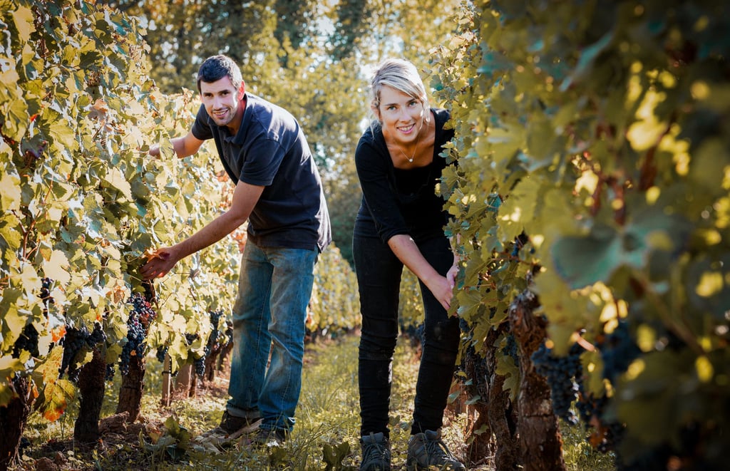 At Château La Grande Clotte, owners Julie and Mathieu Mercier do most of the work themselves, with Julie looking after the vines. Photo: Château La Grande Clotte