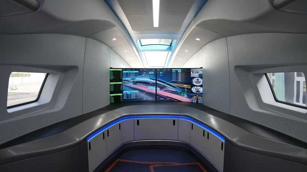 Inside the maglev train that will be the nation’s fastest-ever ground transport vehicle. Photo: Handout