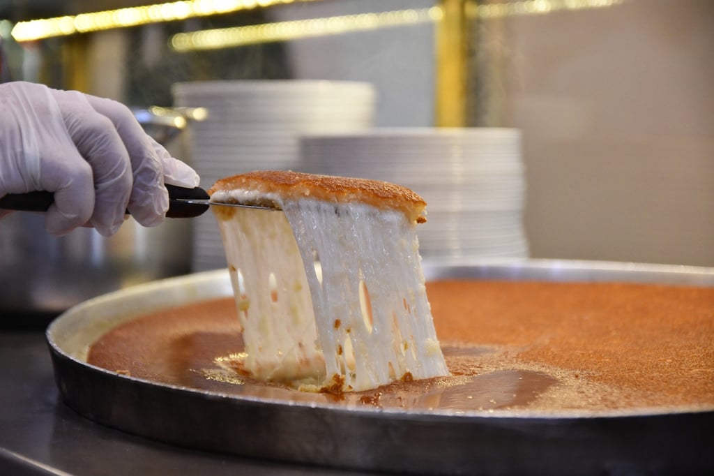 Local Turkish dessert, kunefe with pistachio powder. Photo: Shutterstock
