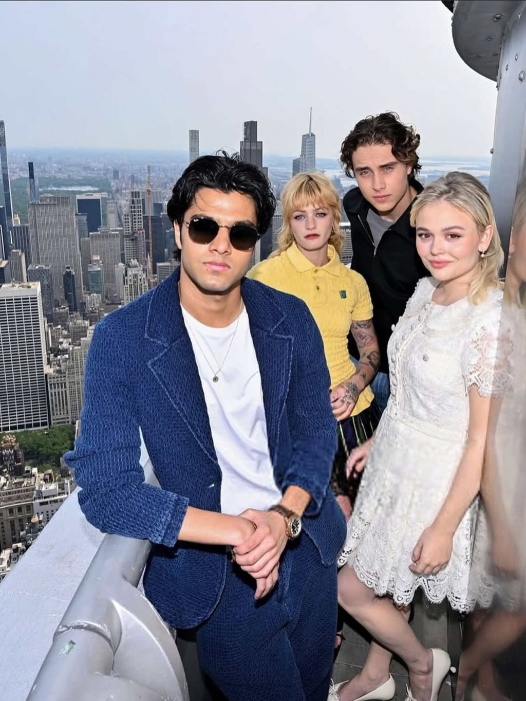 Shubham Maheshwari (left) with his We Were Liars co-stars Esther McGregor (in yellow), Joseph Zada and Emily Alyn Lind. Photo: @shubham/Instagram Shubham Maheshwari (left) with his We Were Liars co-stars Esther McGregor (in yellow), Joseph Zada and Emily Alyn Lind. Photo: @shubham/Instagram