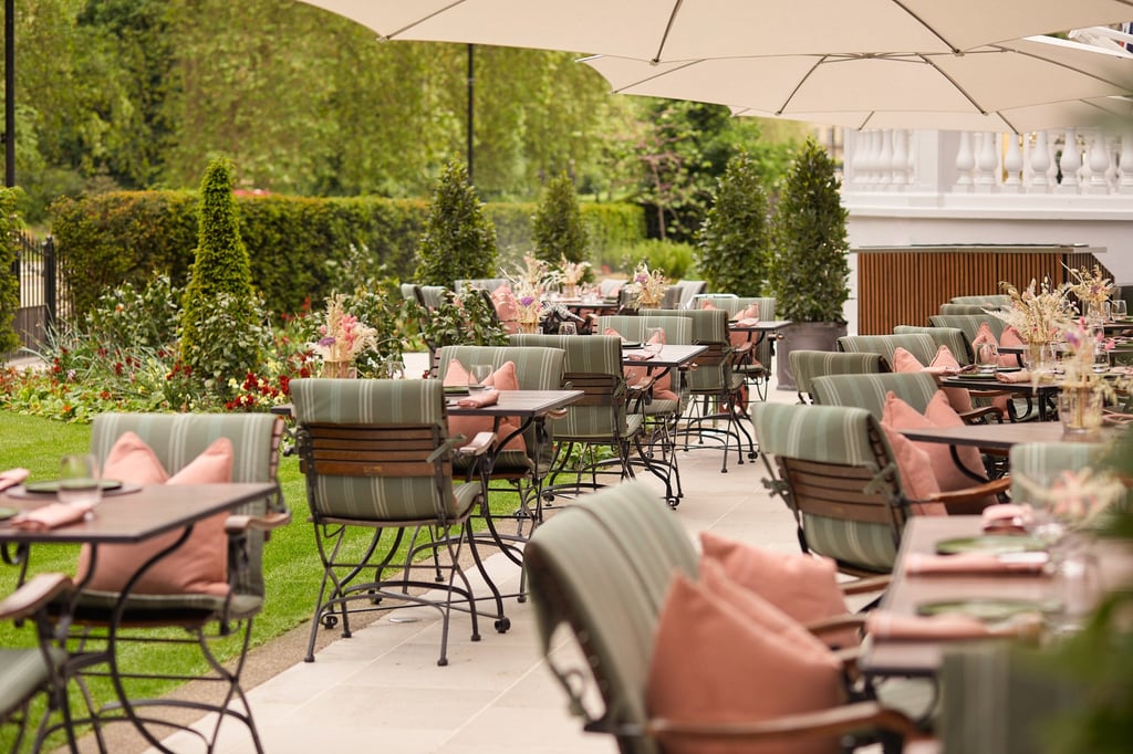 Mandarin Oriental Hyde Park’s Hyde Park Garden is a great spot for an informal meal or a drink. Photo: Handout