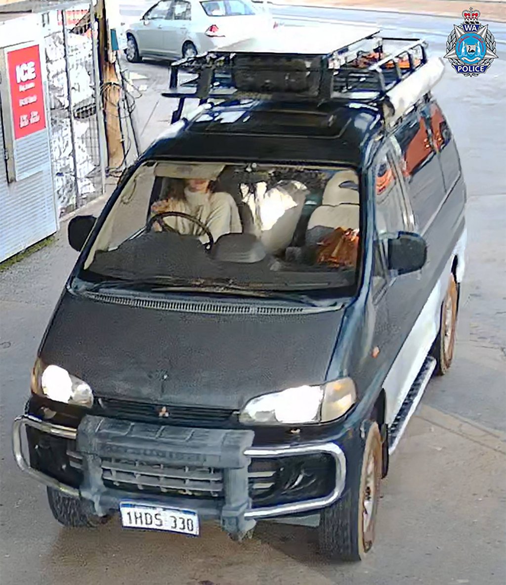 Carolina Wilga in a van outside a general store in the small agricultural community of Beacon, northeast of Perth on June 29. Photo: AFP/Western Australian Police Force Carolina Wilga in a van outside a general store in the small agricultural community of Beacon, northeast of Perth on June 29. Photo: AFP/Western Australian Police Force