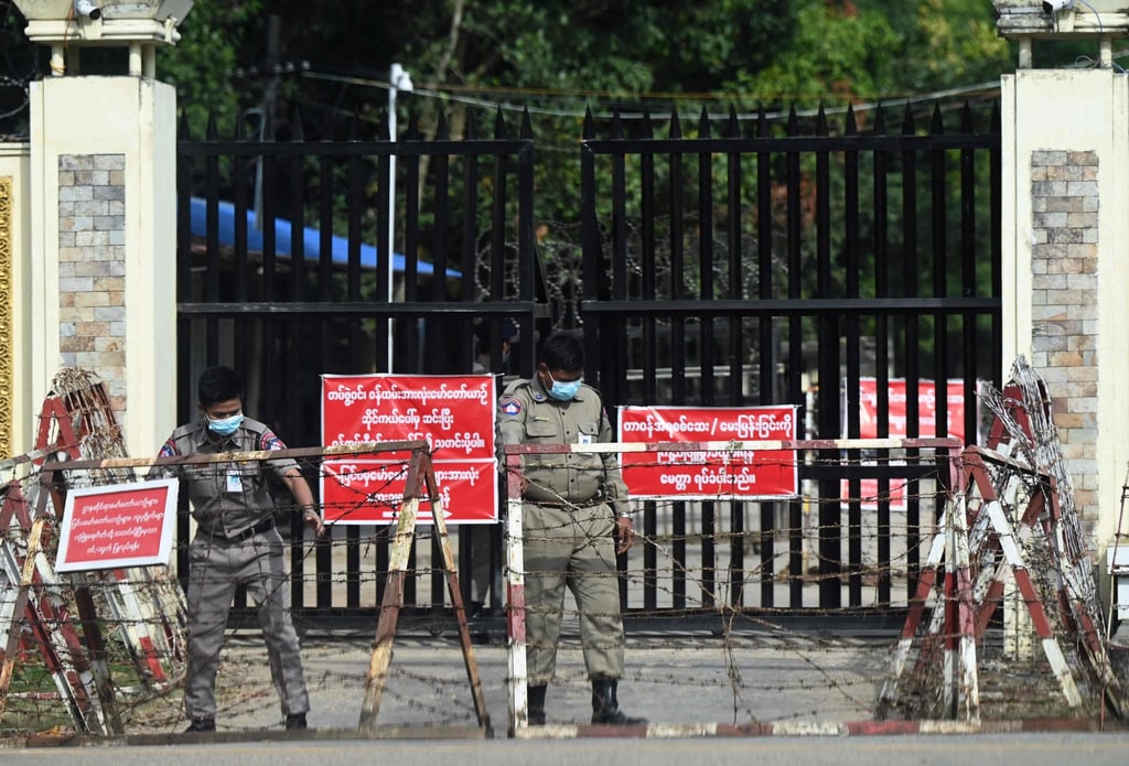 Prison security officials outside Insein Prison in Yangon. Photo: AFP Prison security officials outside Insein Prison in Yangon. Photo: AFP