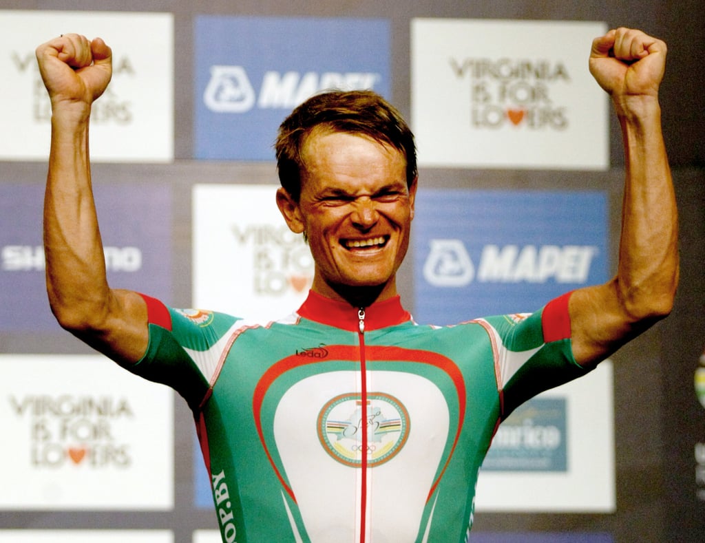 Vasil Kiryienka, here enjoying 2015 World Championships time trial gold, is coaching Chinese riders. Photo: AP Photo