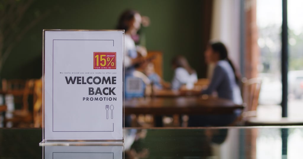 A discount campaign banner at a restaurant. Hong Kong restaurants would have to knock a lot off their prices to compete with Shenzhen’s in terms of value for money. Photo: Shutterstock