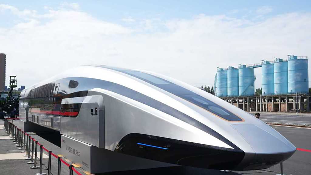 China’s railway authorities gave the public its first glimpse of a superfast maglev train this week in Beijing. The vehicle, which is currently undergoing testing, could cut travel times in half, according to experts. Photo: Handout China’s railway authorities gave the public its first glimpse of a superfast maglev train this week in Beijing. The vehicle, which is currently undergoing testing, could cut travel times in half, according to experts. Photo: Handout