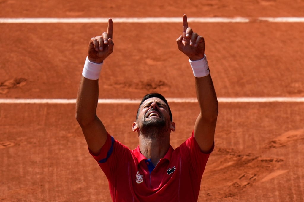 Djokovic after defeating Carlos Alcaraz during the men’s singles tennis final at the 2024 Summer Olympics in Paris, France. Photo: AP