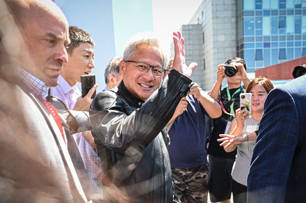 Nvidia CEO Jensen Huang leaves the China International Supply Chain Expo in Beijing on Thursday. Photo: AFP Nvidia CEO Jensen Huang leaves the China International Supply Chain Expo in Beijing on Thursday. Photo: AFP