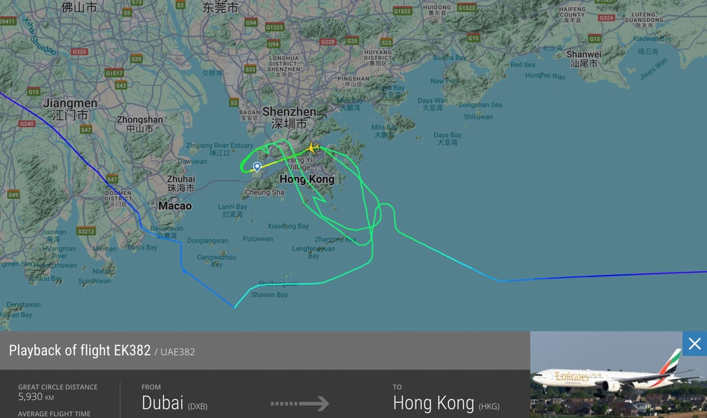 The plane made at least two unsuccessful attempts to land before it was diverted to Taiwan. Photo: Handout The plane made at least two unsuccessful attempts to land before it was diverted to Taiwan. Photo: Handout