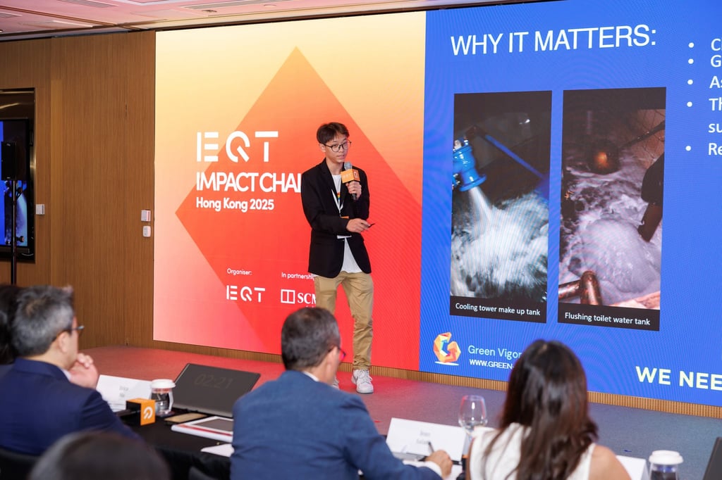 Adrian Li from Green Vigor makes his pitch before the judges. Photo: SCMP