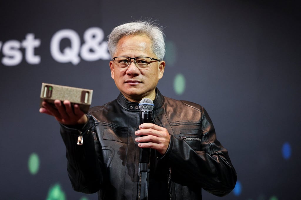 Jensen Huang speaks during a news conference in Taipei on May 21, 2025. Photo: AFP/Getty Images/TNS Jensen Huang speaks during a news conference in Taipei on May 21, 2025. Photo: AFP/Getty Images/TNS