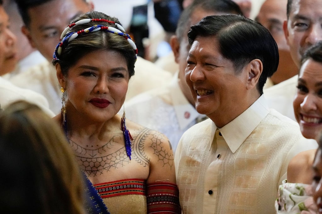Happier times: Philippine President Ferdinand Marcos Jnr with his sister Imee (left) after delivering his second state of the nation address at the House of Representatives in 2023. Photo: AP Happier times: Philippine President Ferdinand Marcos Jnr with his sister Imee (left) after delivering his second state of the nation address at the House of Representatives in 2023. Photo: AP