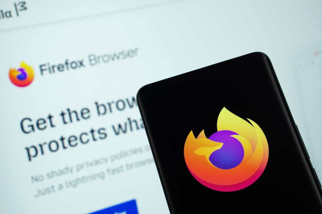 The Mozilla Firefox logo is displayed on a smartphone screen. Photo: Shutterstock Images