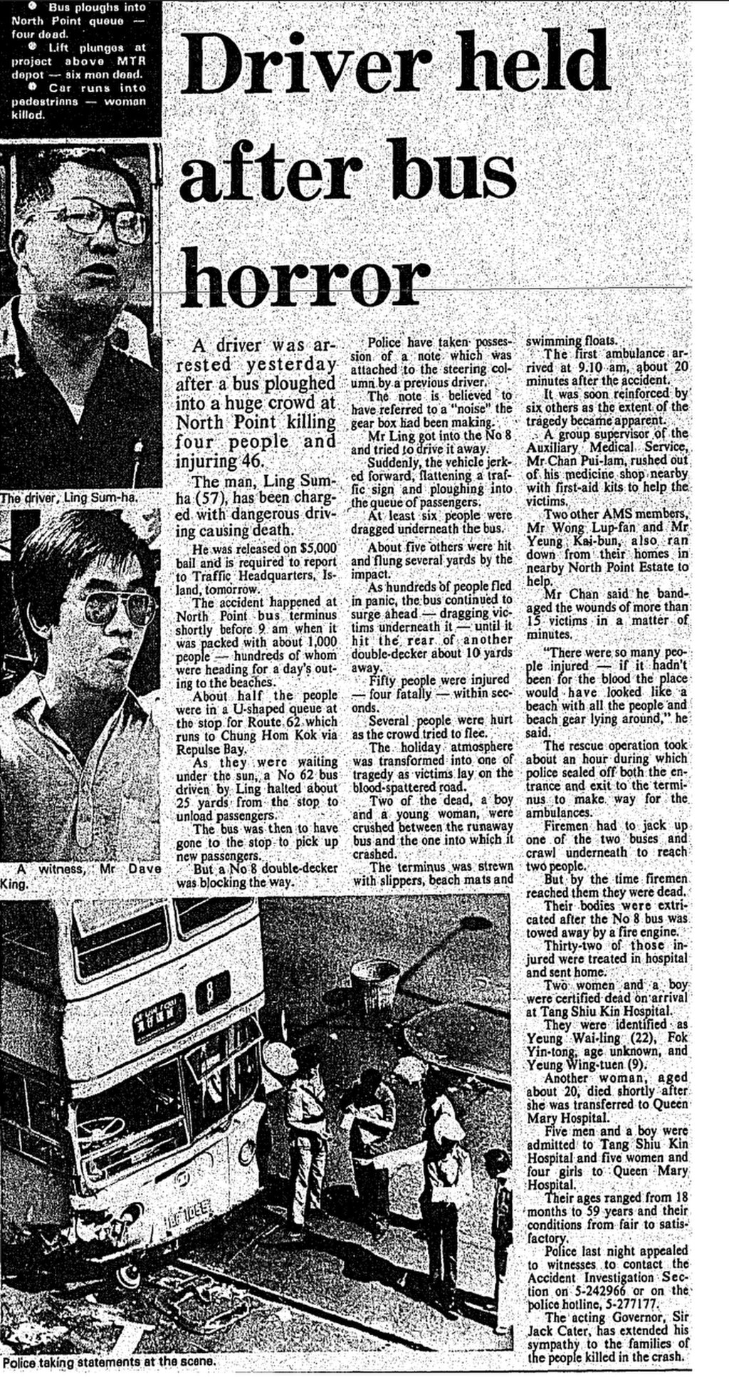 “Driver held after bus horror”, reported the South China Morning Post in July 1979. Photo: SCMP Archives