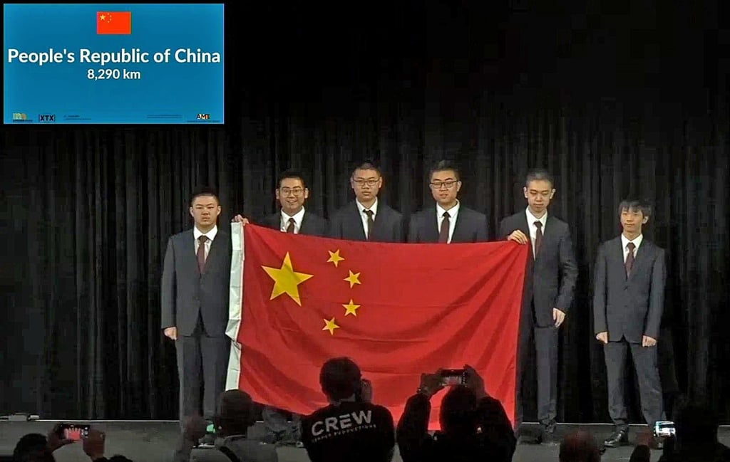 China’s 2025 IMO championship team with Xu Qiming (second from right) at Australia’s Sunshine Coast. Photo: Handout China’s 2025 IMO championship team with Xu Qiming (second from right) at Australia’s Sunshine Coast. Photo: Handout
