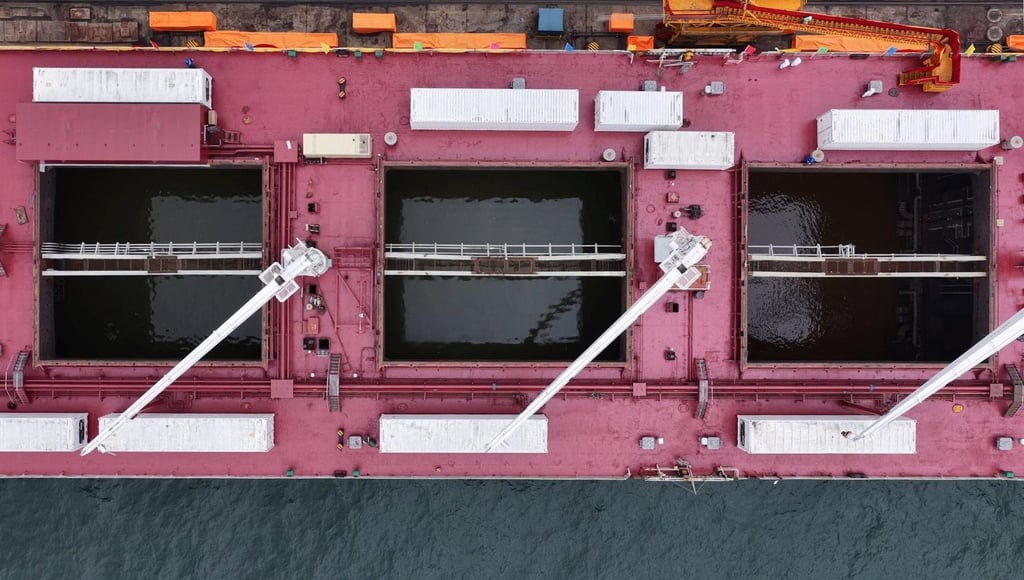 The cargo hatches on the Zhe Dai Yu Yang 60001 have been turned into breeding chambers capable of holding up to 80,000 cubic metres of seawater. Photo: Handout
