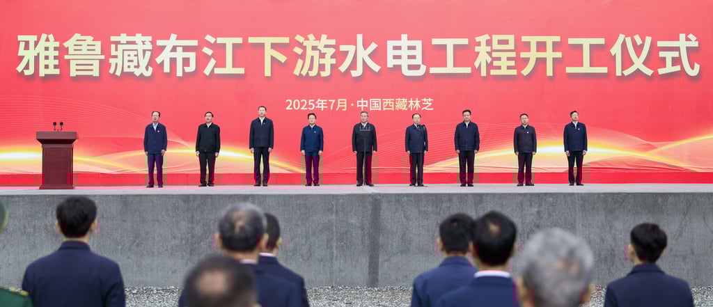 Chinese Premier Li Qiang announces the commencement of the construction of the world’s largest hydropower dam at a ceremony on Saturday. Photo: Xinhua