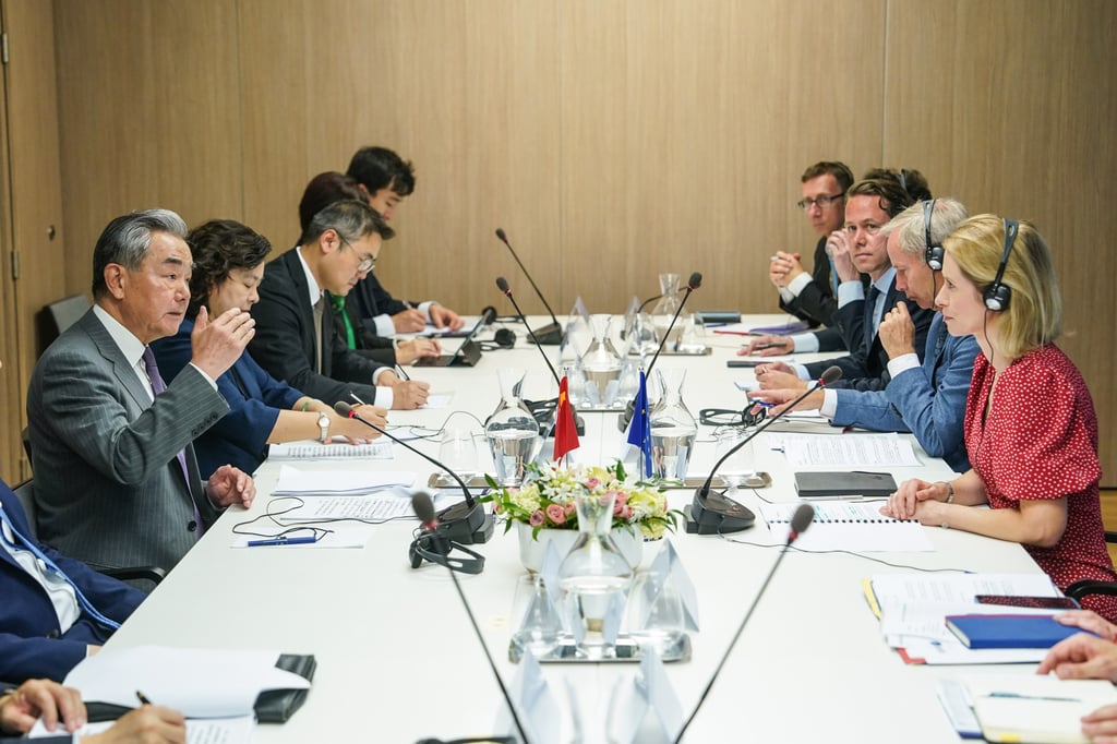 Chinese Foreign Minister Wang Yi, also a member of the Political Bureau of the Communist Party of China Central Committee, and EU High Representative for Foreign Affairs and Security Policy Kaja Kallas hold the 13th round of China-EU High-level Strategic Dialogue in Brussels, Belgium, on July 2. Photo: Xinhua Chinese Foreign Minister Wang Yi, also a member of the Political Bureau of the Communist Party of China Central Committee, and EU High Representative for Foreign Affairs and Security Policy Kaja Kallas hold the 13th round of China-EU High-level Strategic Dialogue in Brussels, Belgium, on July 2. Photo: Xinhua