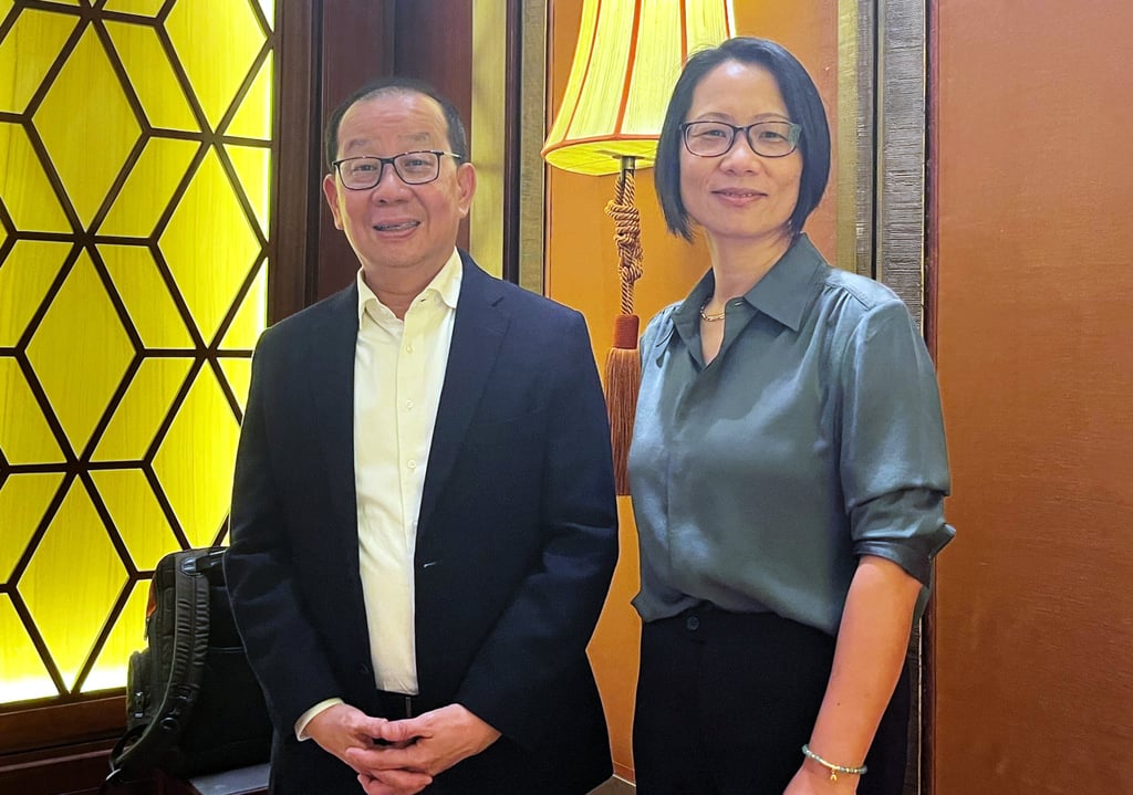 ASMPT CEO Robin Ng, left, and chief financial officer Katie Xu at an event on Wednesday. Photo: Hannah Wang ASMPT CEO Robin Ng, left, and chief financial officer Katie Xu at an event on Wednesday. Photo: Hannah Wang
