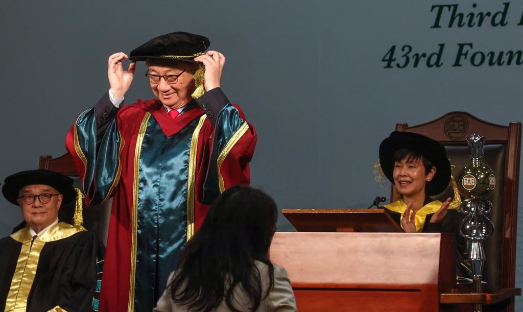 Francis Yuen Tin-fan, seen at a Hang Seng University ceremony in March 2023 Photo: K. Y. Cheng Francis Yuen Tin-fan, seen at a Hang Seng University ceremony in March 2023 Photo: K. Y. Cheng